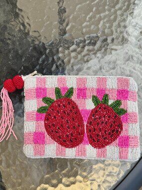 VIRAL Strawberry Beaded Bag Pouch